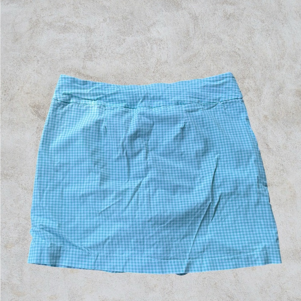 Light green Gingham Women’s Skort with Elastic Waistband - Picture 2 of 4